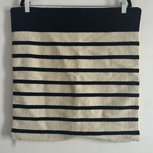 Like new CB2 navy cream Striped cotton mix pillow